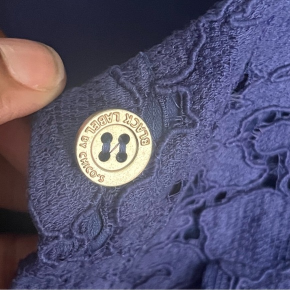 Chicos Black Label Petites Royal Blue Cropped Lace Jacket Size - Picture 9 of 13